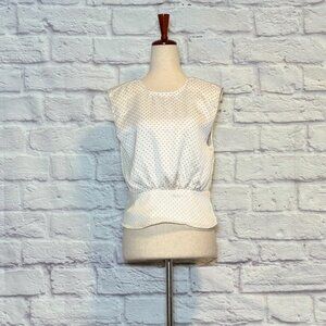 1. State Cream Polka Dot Peplum Top